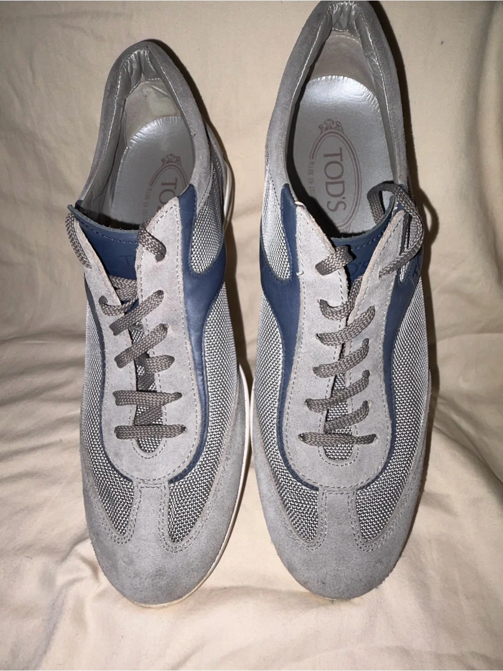 Tod’s Project T Men’s Suede Mesh Sneakers Gray Blue 7.5 Italy